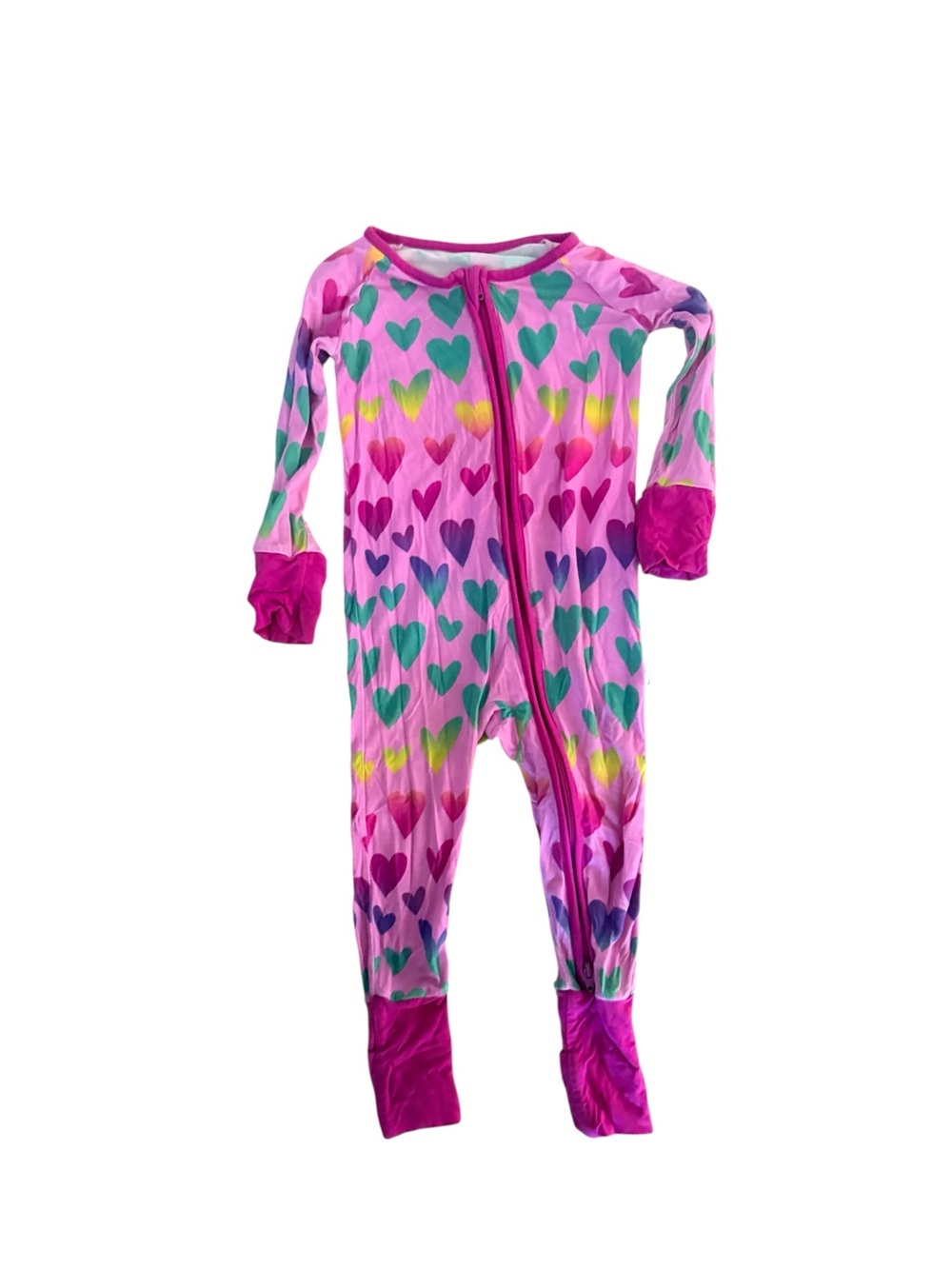 Unbranded Pink Heart-Print Kids One-Piece Pajamas 6-12 months